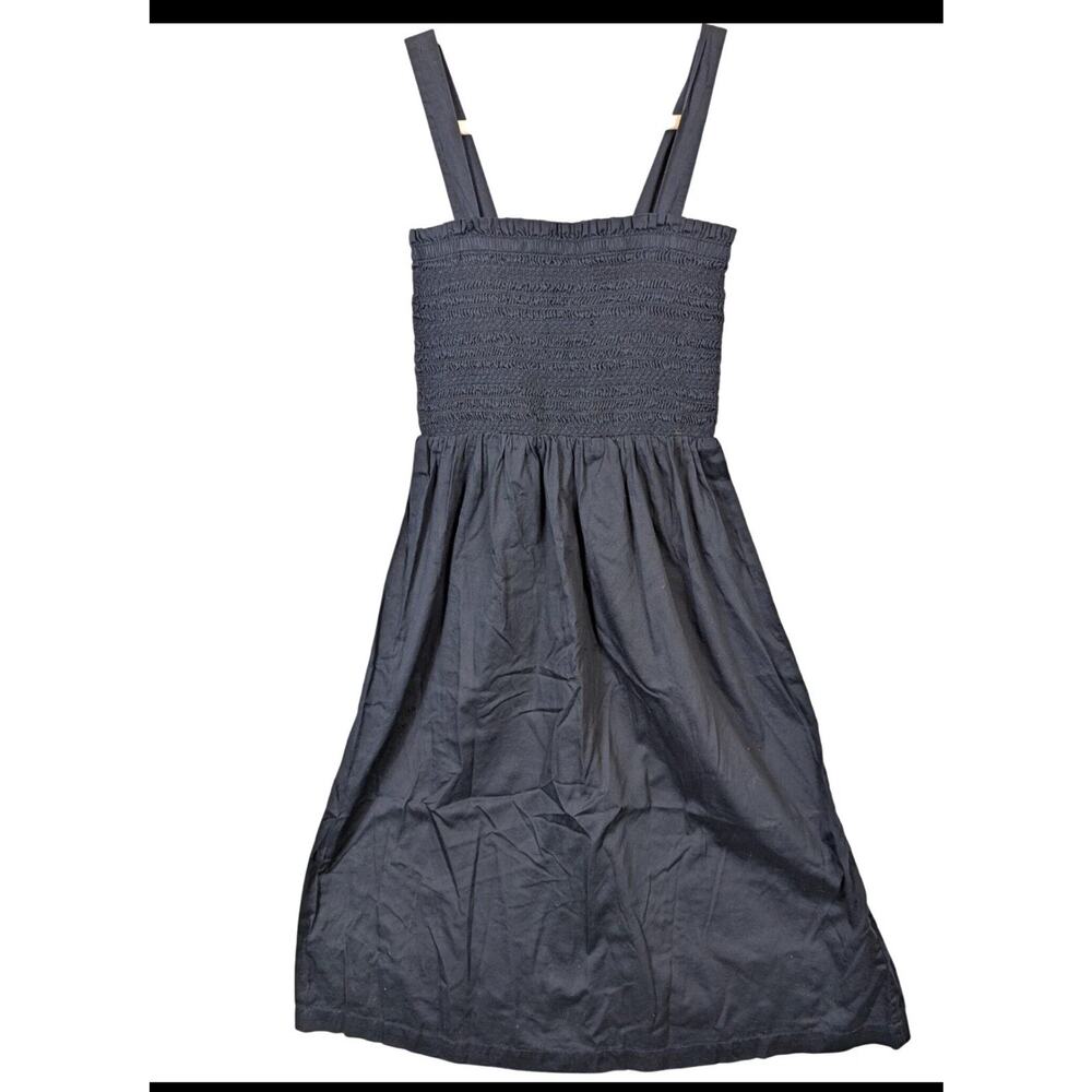LOFT Navy Smocked Bodice Midi Dress